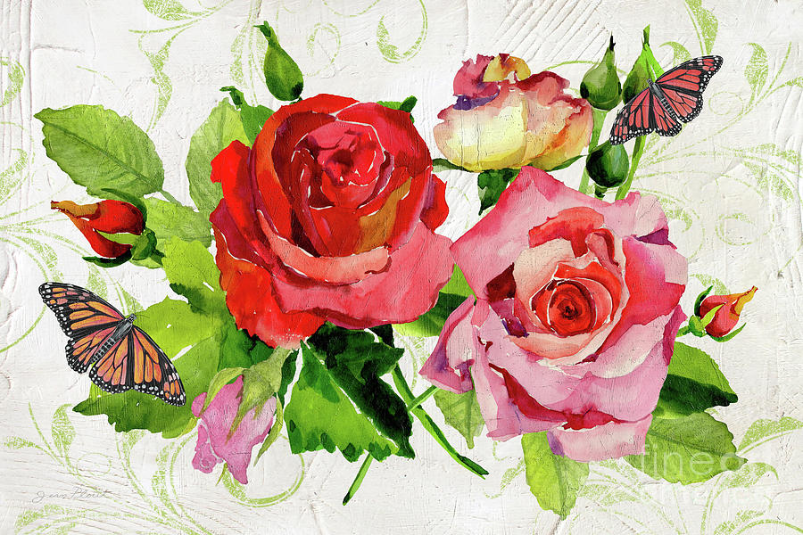 Romantic Red Roses Painting by Jean Plout