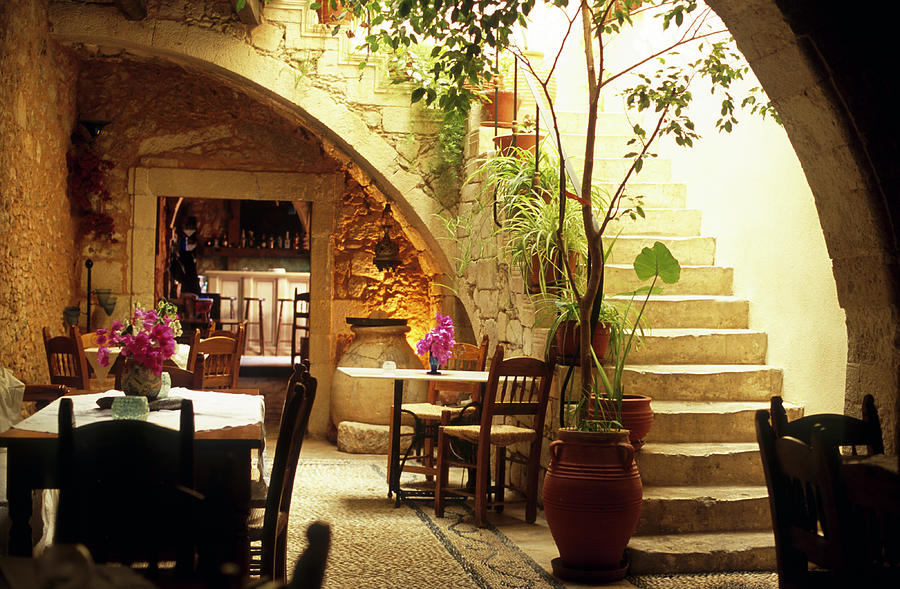 Romantic Restaurant Interior In Greece Photograph by Domin domin