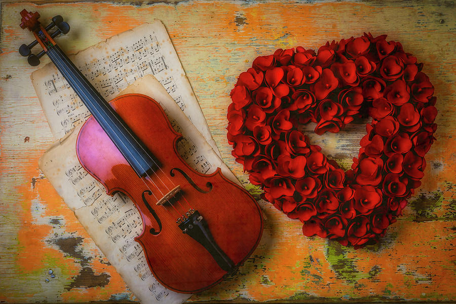 Romantic Violin And heart Photograph by Garry Gay