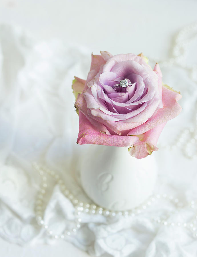Romantic Wedding Decoration: Ring Nestled In A Rose Photograph by Ira Leoni