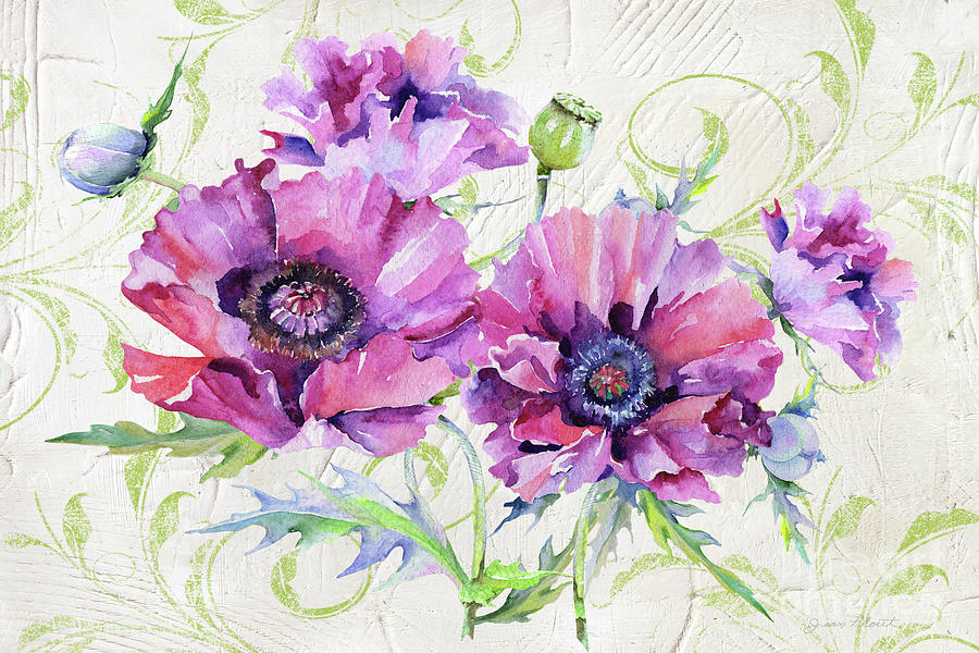 Romantic Purple Poppies Painting by Jean Plout