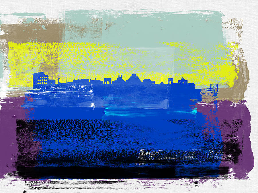 Abstract Mixed Media - Rome Abstract Skyline II by Naxart Studio