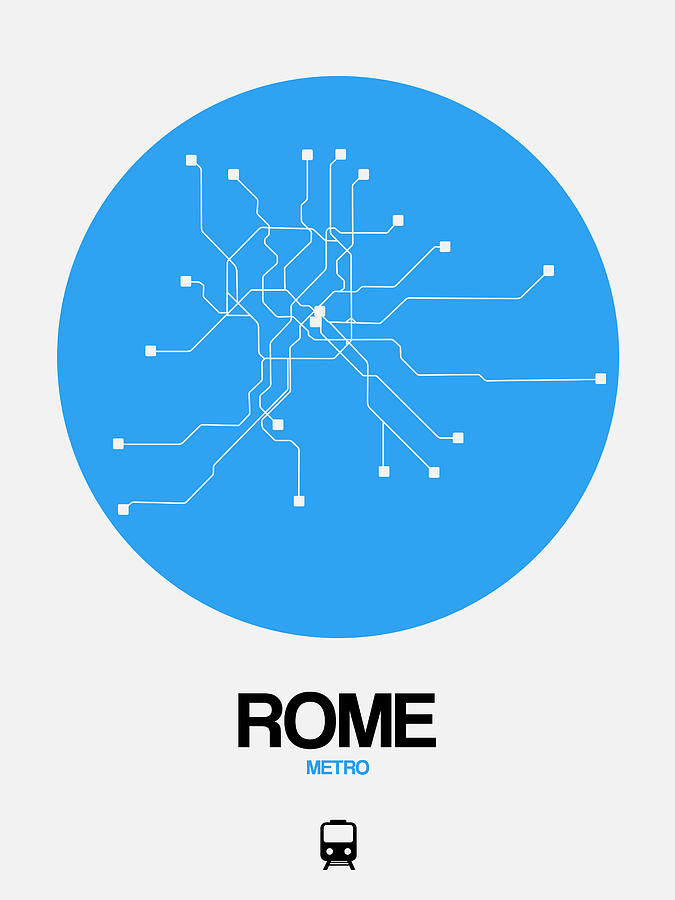Rome Digital Art - Rome Blue Subway Map by Naxart Studio Rome Digital Art - Rome Blue Subway Map by Naxart Studio
