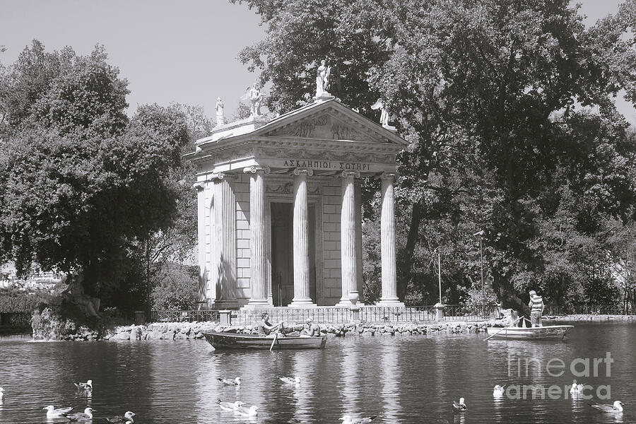 Rome Bw - Temple Of Aesculapius - villa borghese Photograph by Stefano Senise