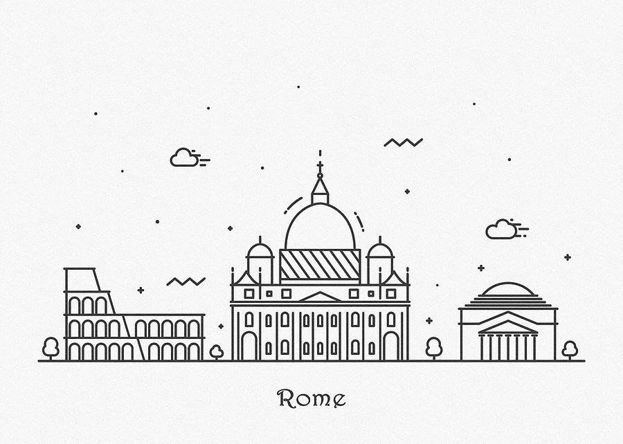 Rome Cityscape Travel Poster Drawing by Inspirowl Design