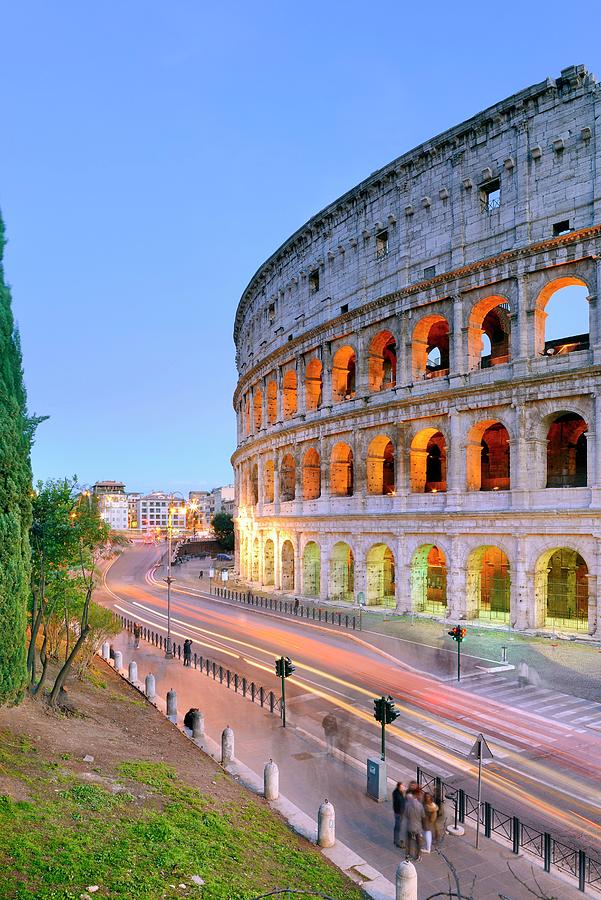 Rome, Coliseum At Dusk, Italy Digital Art by Francesco Carovillano