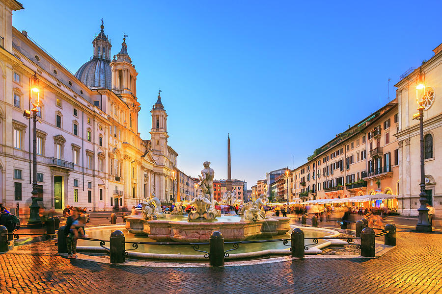 Rome, Fontana Del Moro, Italy Digital Art by Luigi Vaccarella - Fine ...