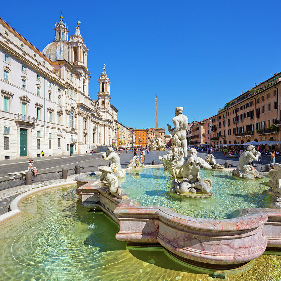 Rome, Fontana Del Moro, Italy Digital Art by Pietro Canali - Pixels