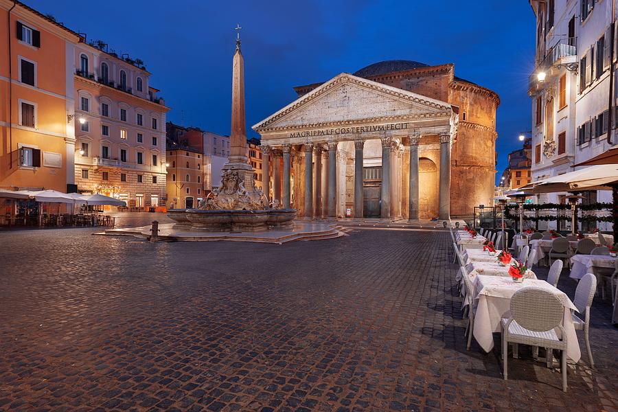 Architecture Photograph - Rome, Italy At The Pantheon In Piazza by Sean Pavone
