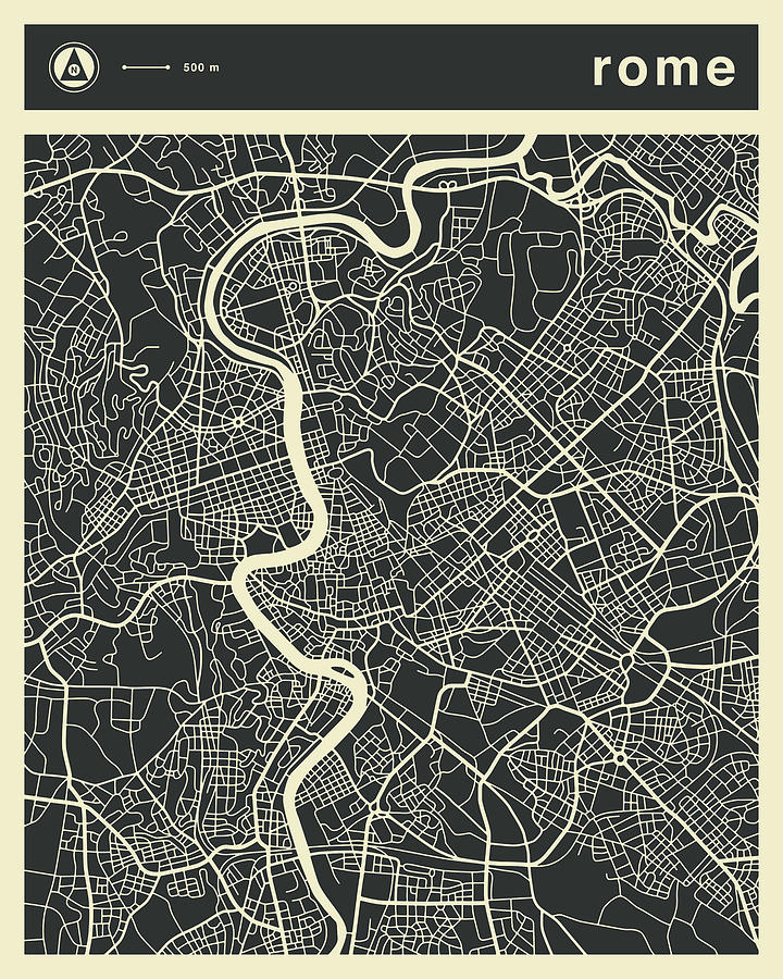 Rome Map Digital Art - Rome Map 3 by Jazzberry Blue