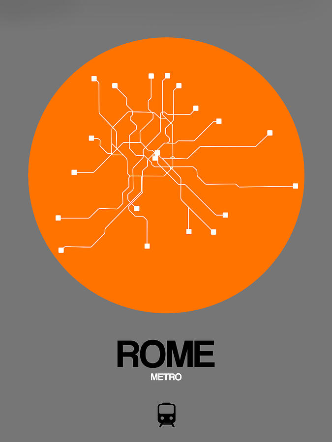 Rome Orange Subway Map Digital Art by Naxart Studio