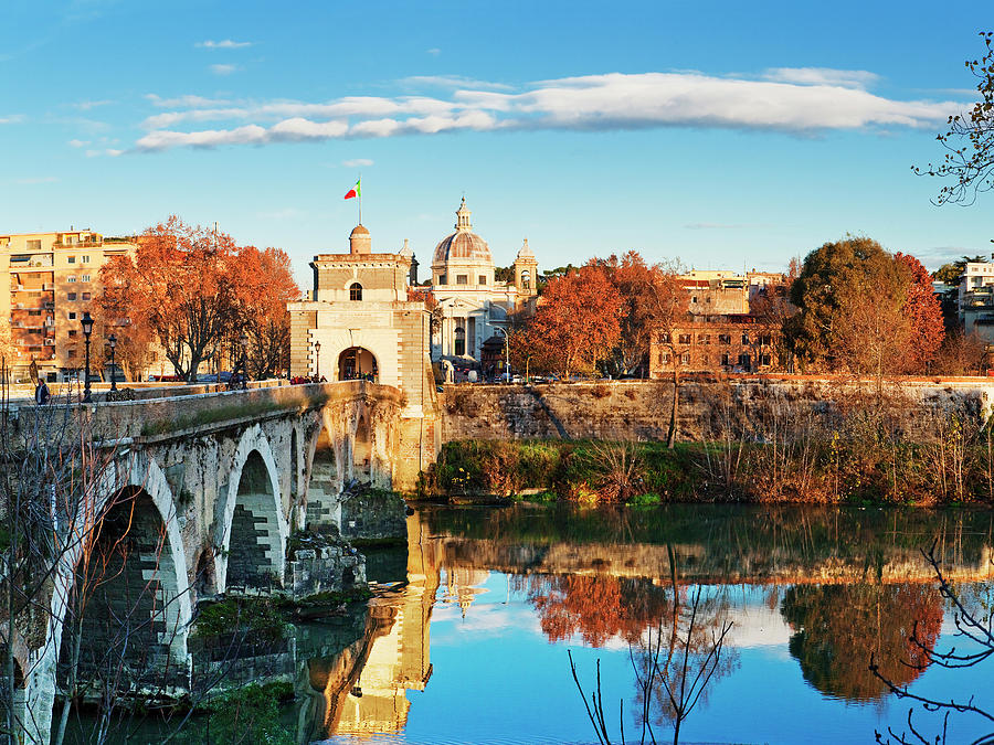 Rome, Ponte Milvio, Italy Digital Art by Luigi Vaccarella - Fine Art ...