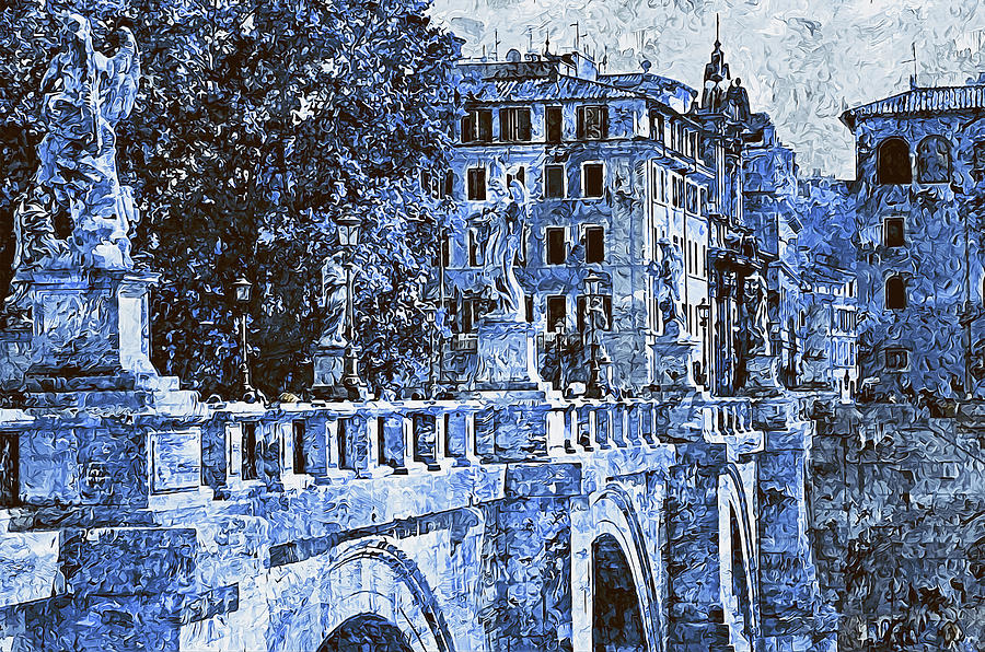 Rome, Ponte SantAngelo - 02 Painting by AM FineArtPrints