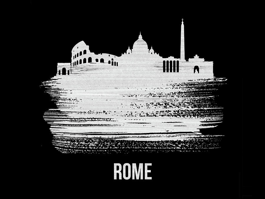 Architecture Mixed Media - Rome Skyline Brush Stroke White by Naxart Studio