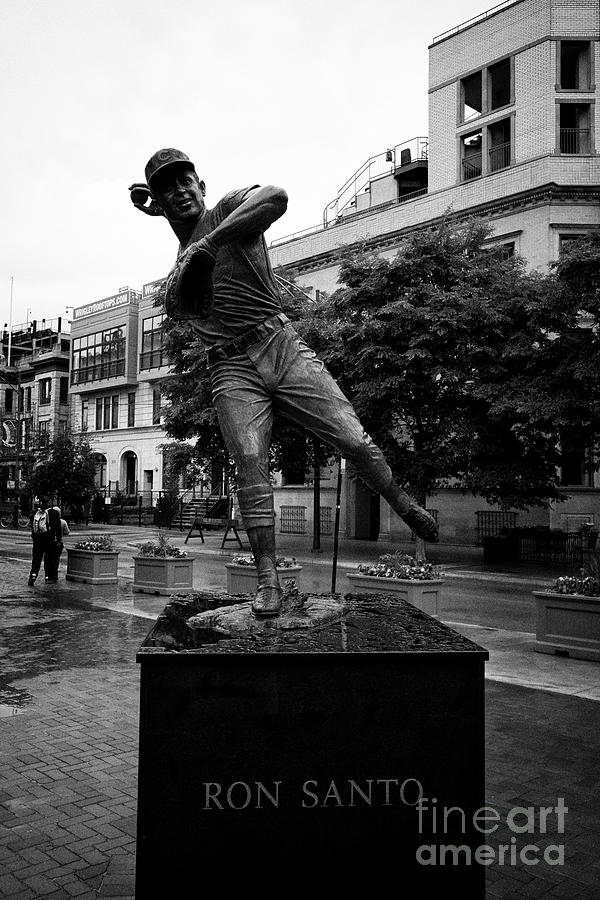 Chicago Cubs Photograph - ron santo sculpture outside wrigley field Chicago Illinois USA by Joe Fox