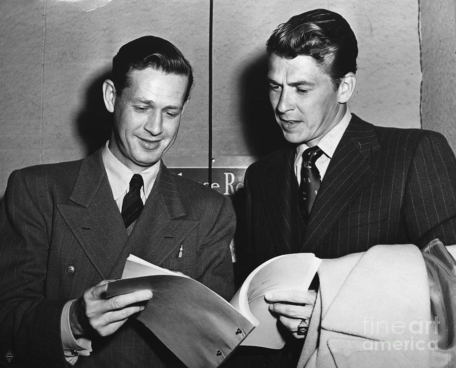 Ronald & Neil Reagan Reading Script Photograph by Bettmann