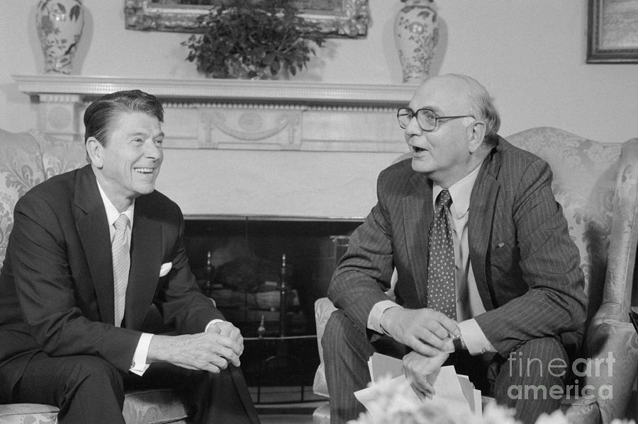 Ronald Reagan And Paul Volcker Photograph by Bettmann