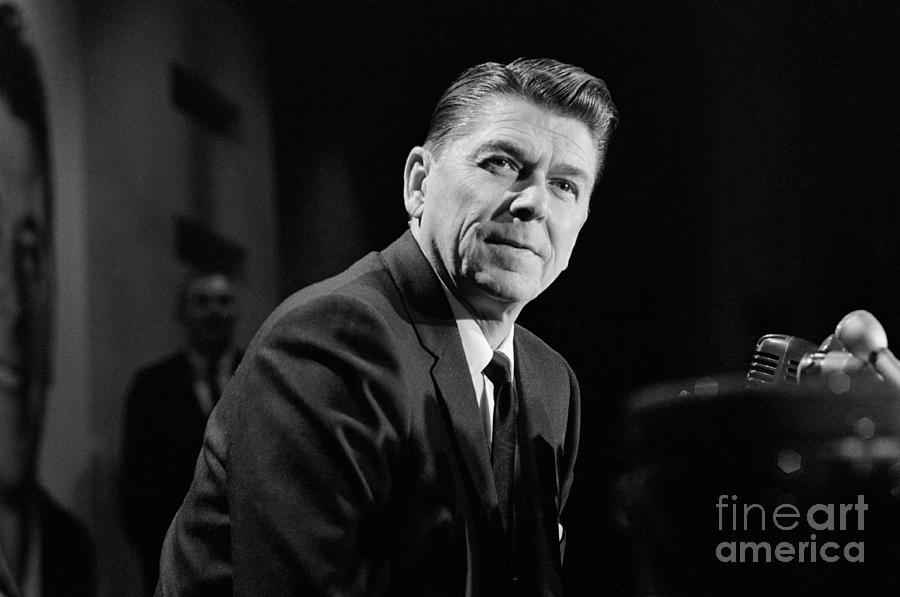 Ronald Reagan Photograph - Ronald Reagan Answering Questions by Bettmann