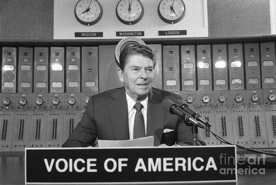 Ronald Reagan Making Radio Speech Photograph by Bettmann