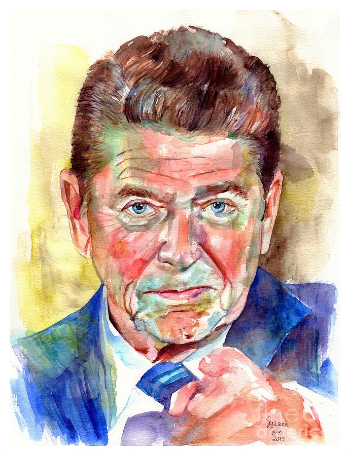 Ronald Reagan Painting - Ronald Reagan portrait by Suzann Sines