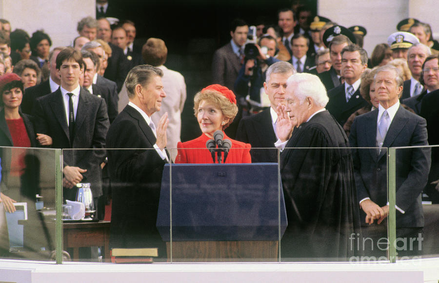 Ronald Reagan Taking Oath Of Office Photograph by Bettmann