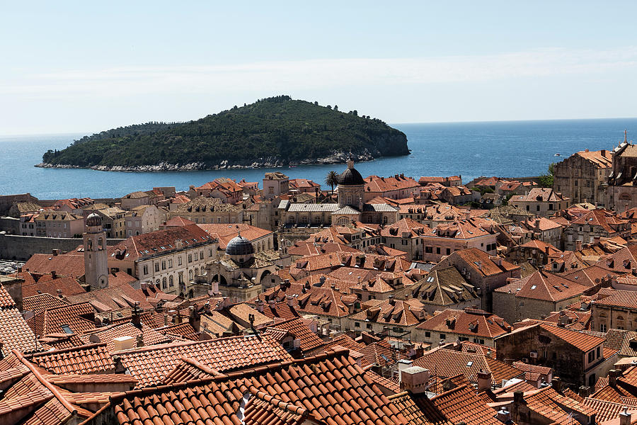 Rooftop Cityscape Of Old Town And Lokrum Island, Dubrovnik, Croatia ...