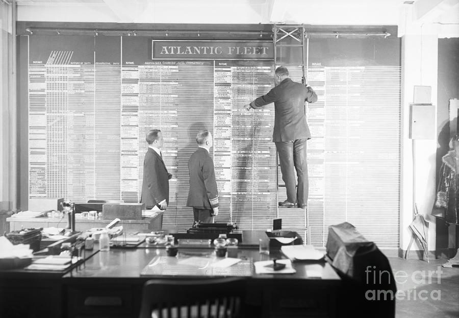 Roosevelt Reading Atlantic Fleet Chart Photograph by Bettmann
