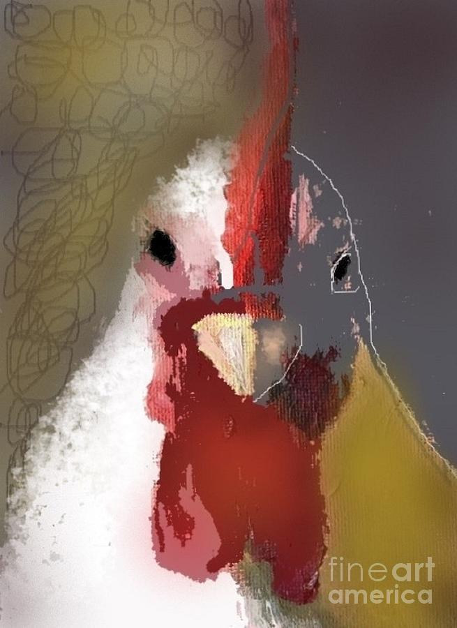 Rooster Painting - Rooster - abstract painting by Vesna Antic