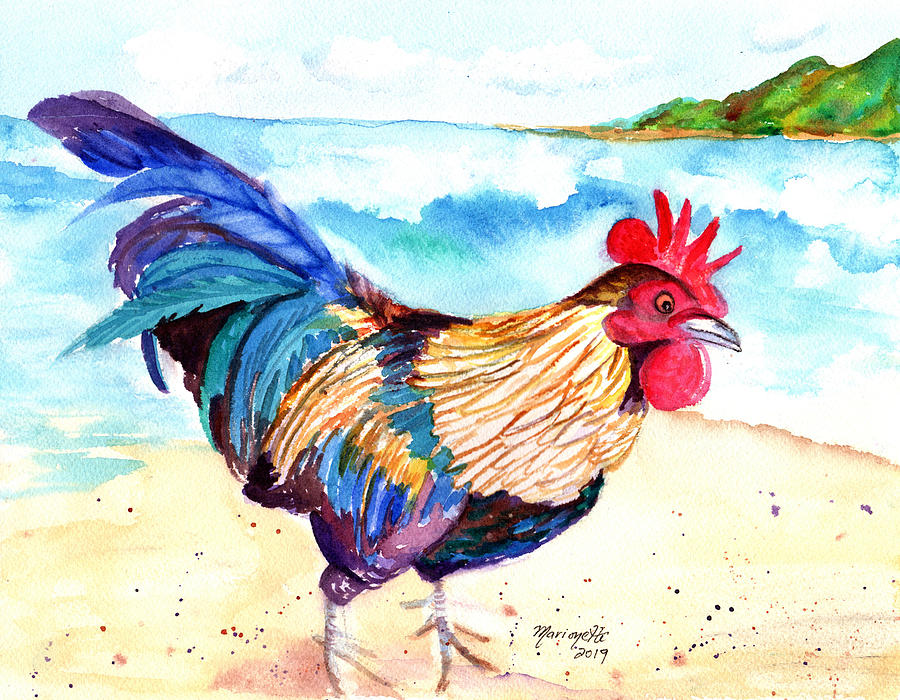 Rooster at the Beach Painting by Marionette Taboniar Rooster at the Beach Painting by Marionette Taboniar