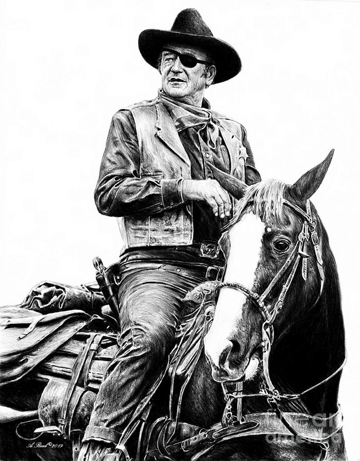 Rooster Cogburn 2 Drawing by Andrew Read