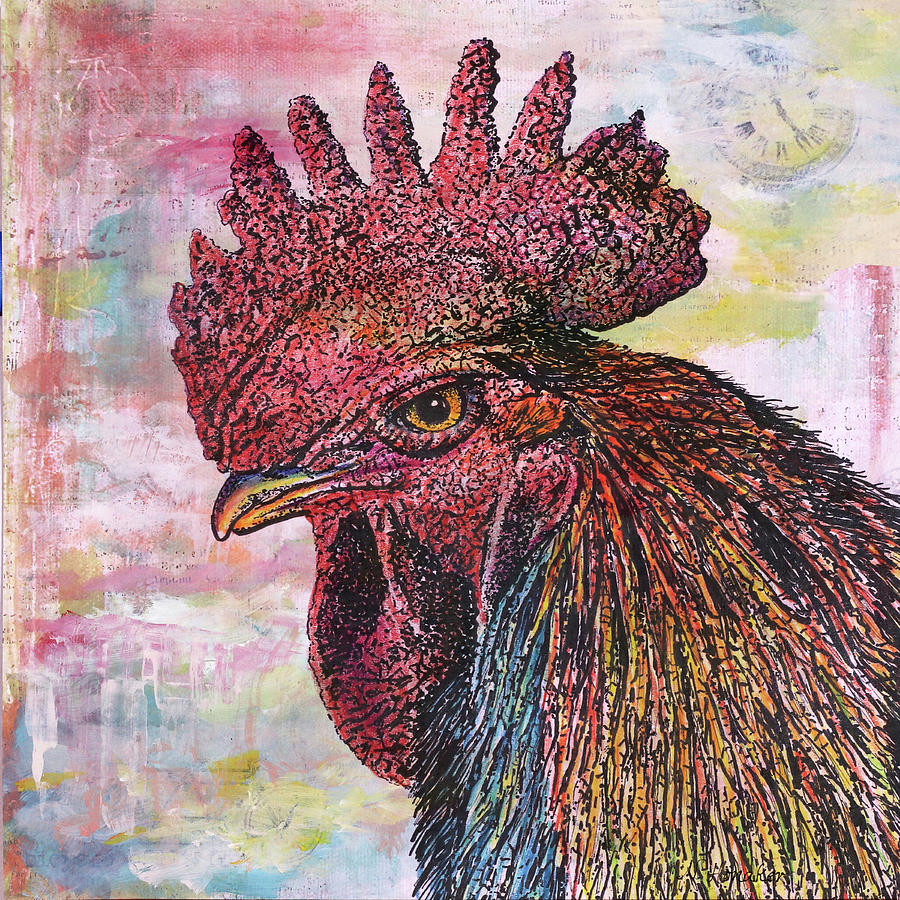 Animal Mixed Media - Rooster Color by Let Your Art Soar