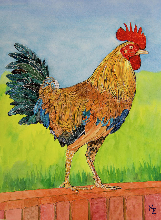 Rooster in Charge Painting by Margaret Zabor