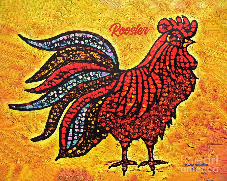 Rooster In The Moring Mixed Media