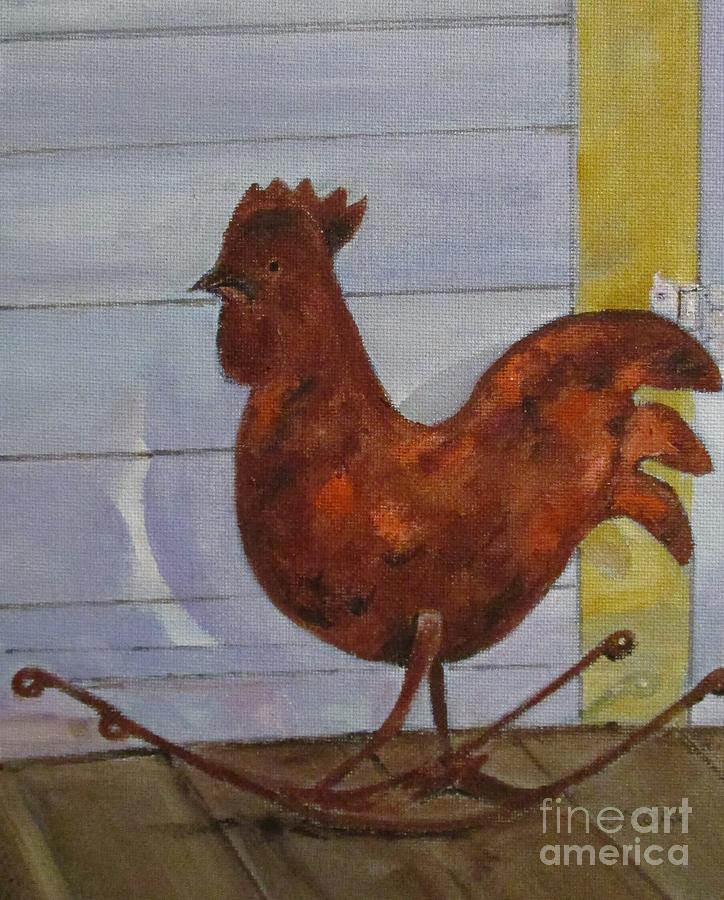 Rooster-Metal Porch Art Painting by Barbara Moak