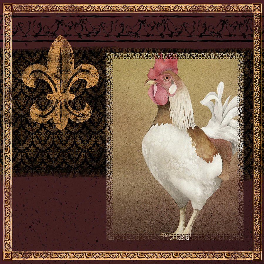 Rooster Painting - Rooster Ware Burgundy IIi by Kory Fluckiger