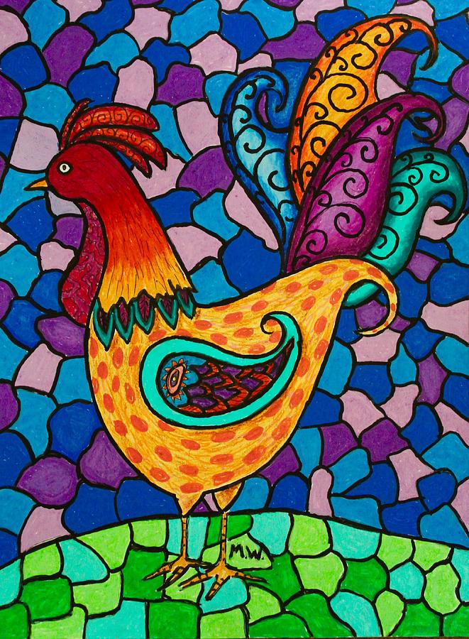 Rooster whimsy Drawing by Megan Walsh