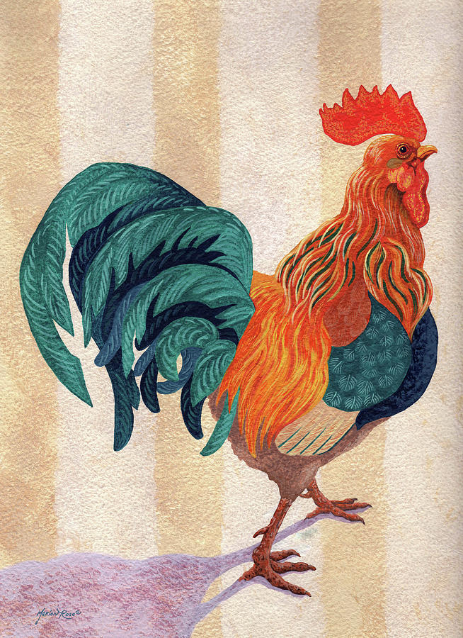 Farm Animals Painting - Rooster_colorrepro by Marion Rose