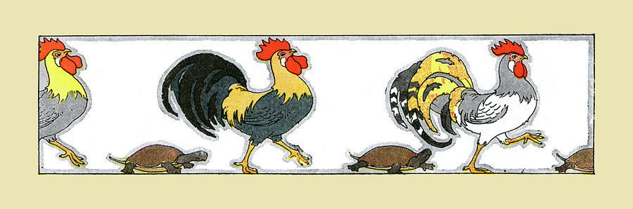 Roosters and Turtles Painting by Maud & Miska Petersham