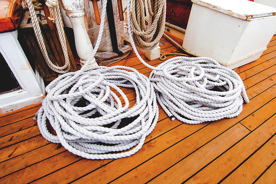 Ropes on a Boat Photograph by Greg Fortier