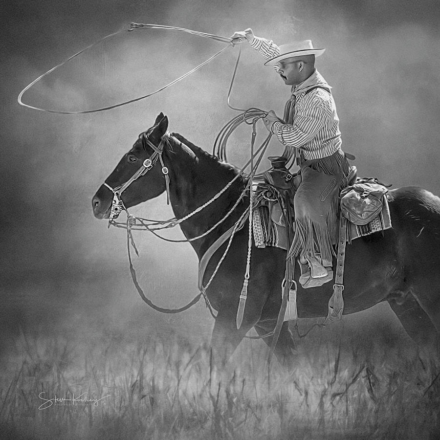 Roping Wrangler BW by Steve Kelley Roping Wrangler BW by Steve Kelley