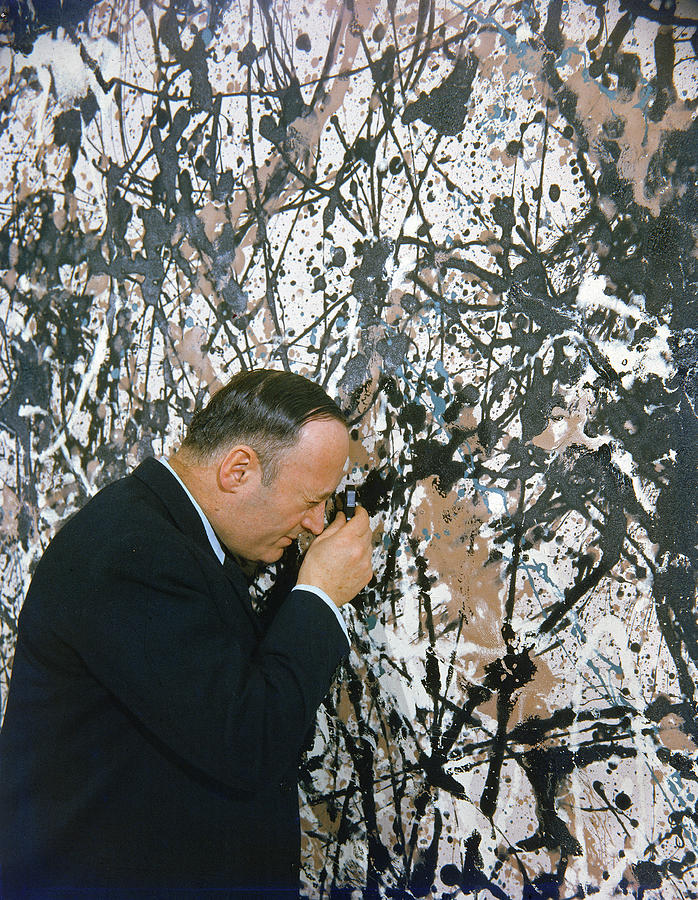 New York City Photograph - Rorimer Examines A Pollock by Walter Sanders