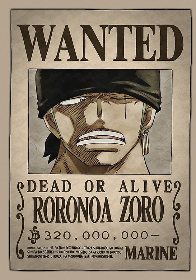 Roronoa Zoro Wanted Digital Art by Anthony S - Pixels