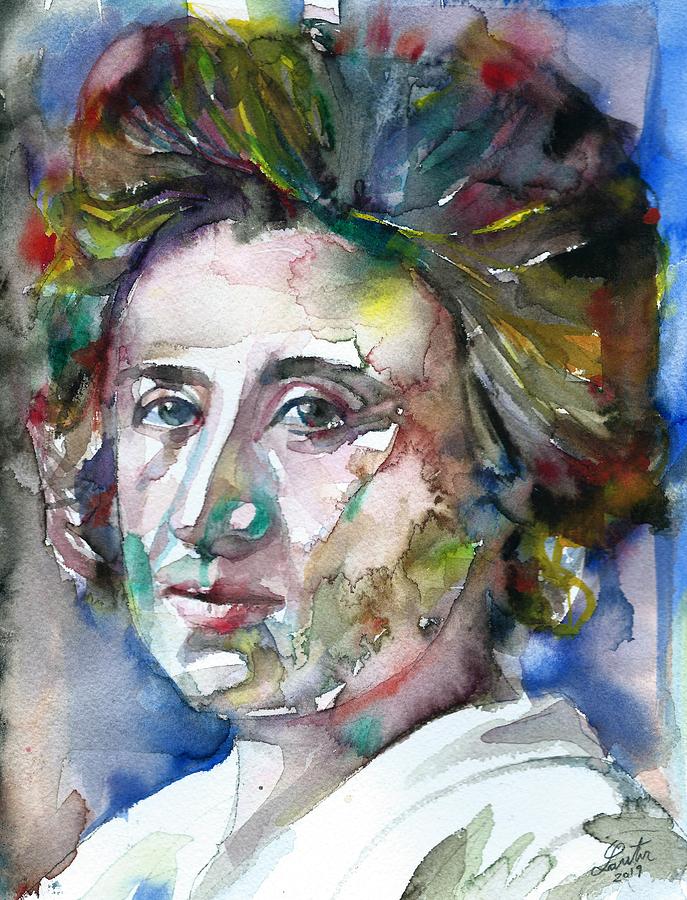 ROSA LUXEMBURG - watercolor portrait Painting by Fabrizio Cassetta