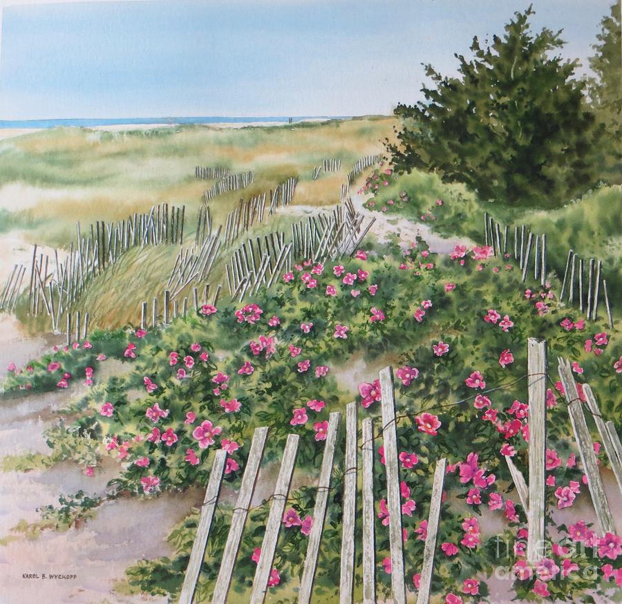 Rose Painting - Rosa Regosa Stroll by Karol Wyckoff