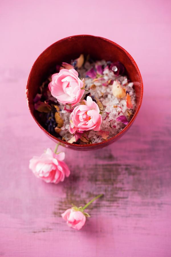 Rose And Lavender Bathing Salts Photograph by Mandy Reschke