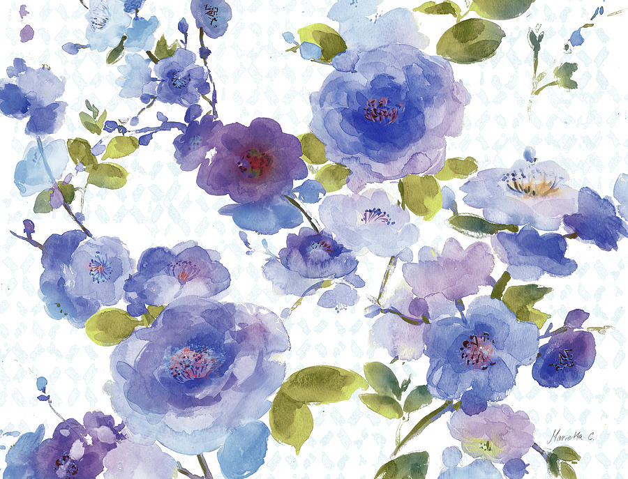Flower Mixed Media - Rose Dust Blue by Marietta Cohen Art And Design