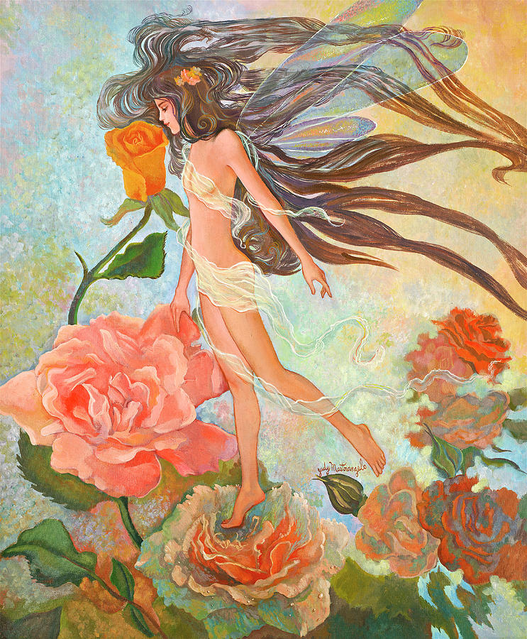 Fairy Painting - Rose Fairy by Judy Mastrangelo