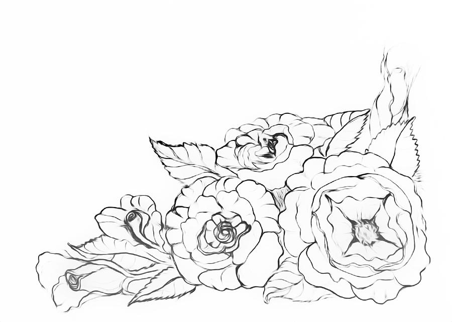 Rose Floral Bouquet PAINT MY SKETCH Drawing by Delynn Addams