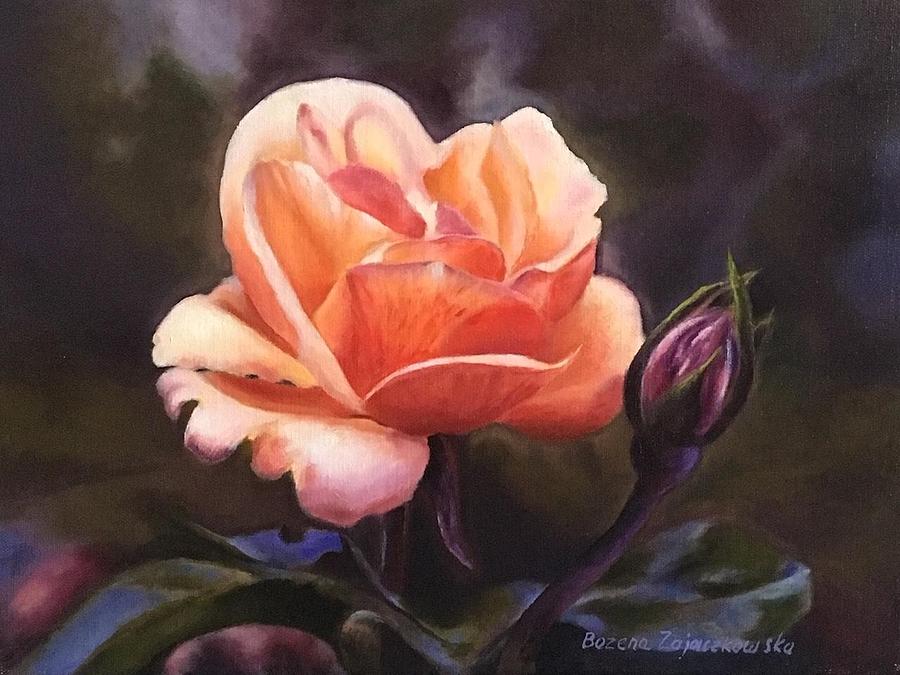 Rose for Basia Painting by Bozena Zajaczkowska