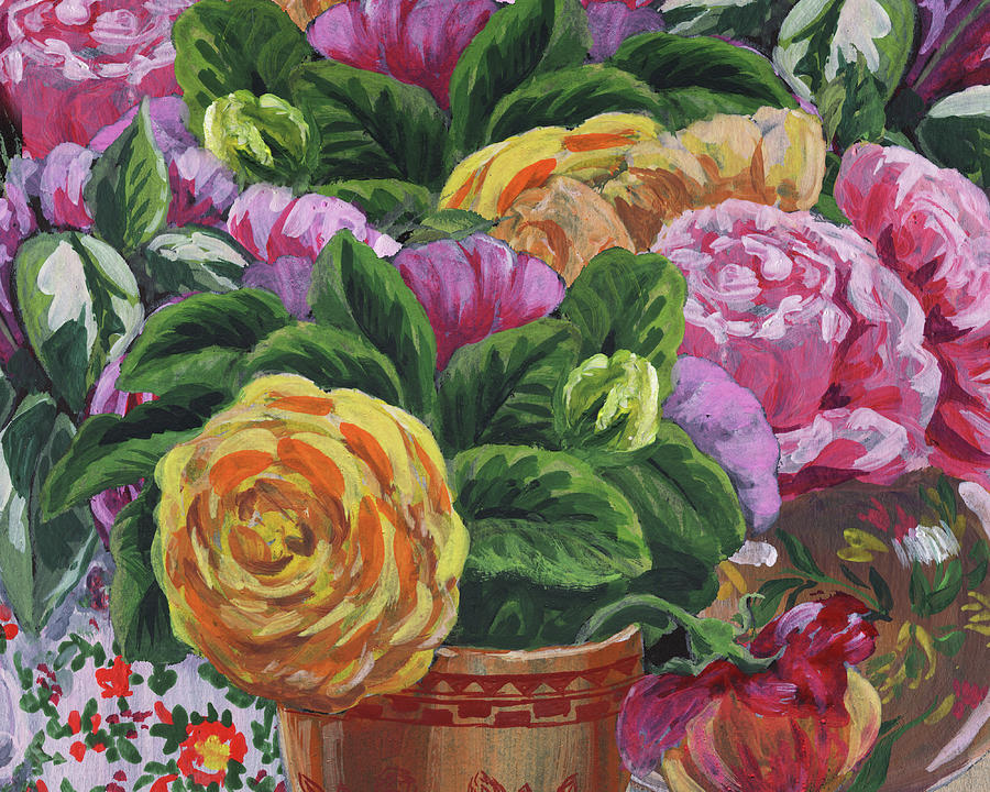 Rose Garden Bouquets Floral Impressionism  Painting by Irina Sztukowski